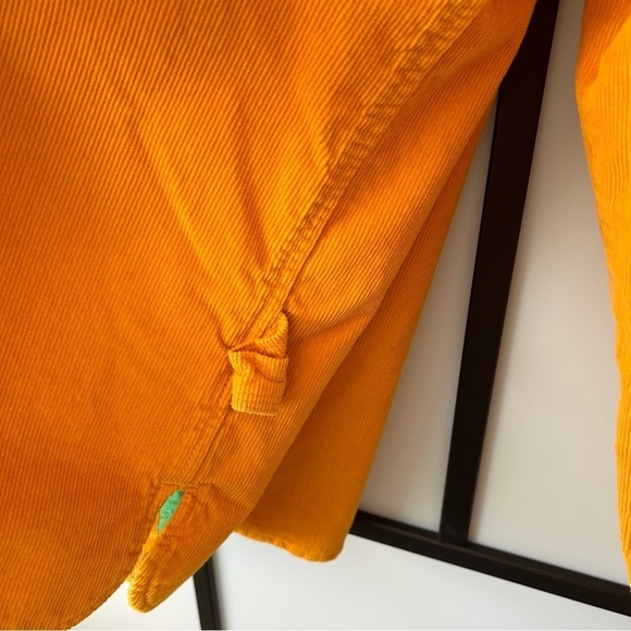 [L] Diesel Vintage Golden Yellow Corduroy Snap Down Jacket Green Quilted Lining - Picture 6 of 14